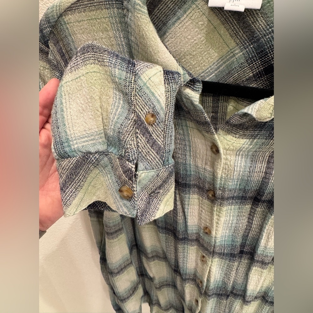 J. Jill Green and Blue Plaid Shirt - Picture 3 of 5